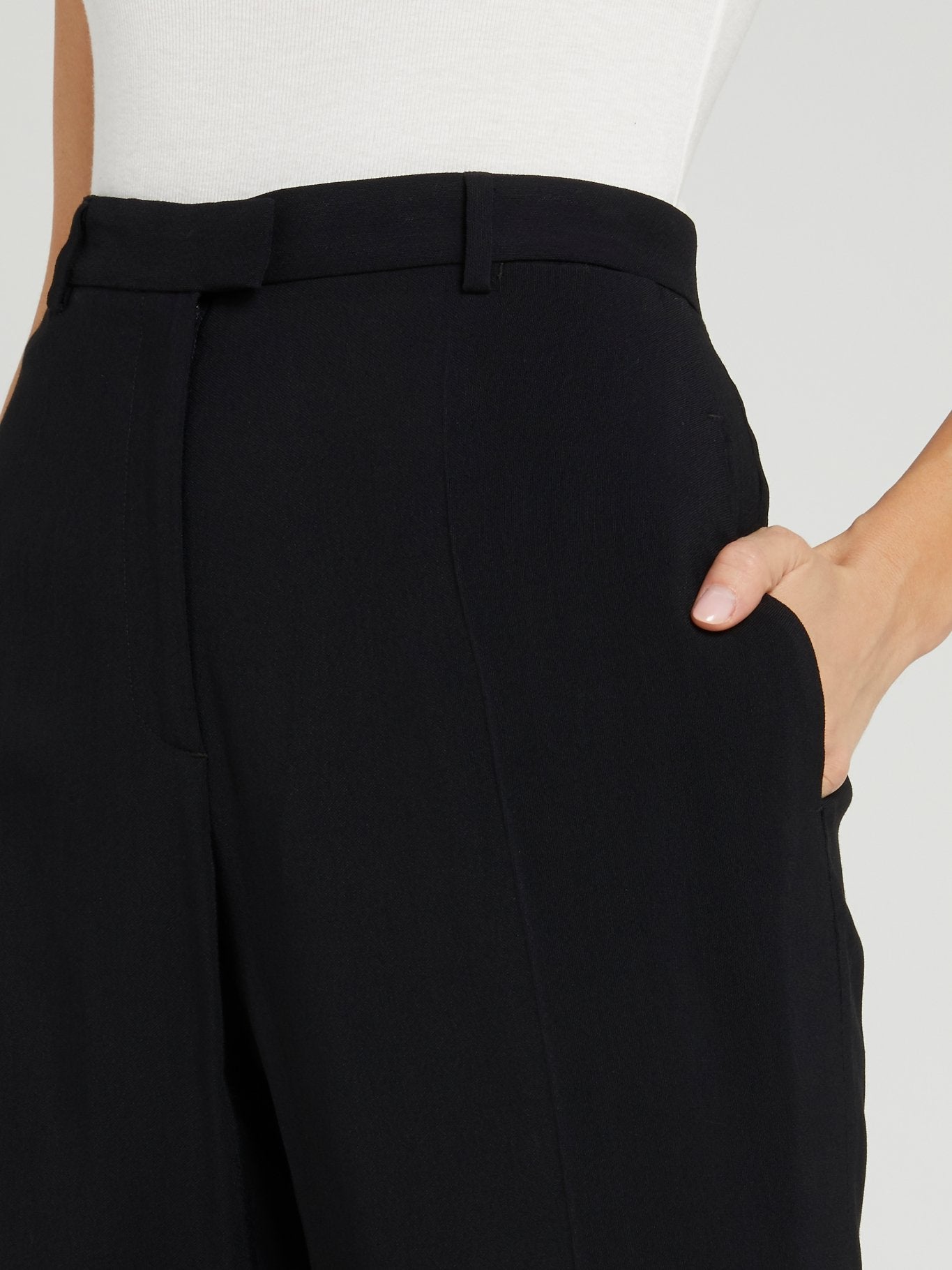 Black Straight Cut Viscose Pants