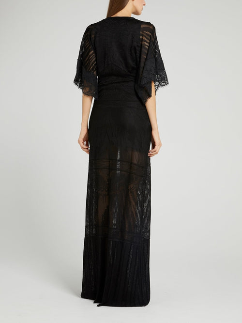 Black Tunnel Lace Maxi Dress