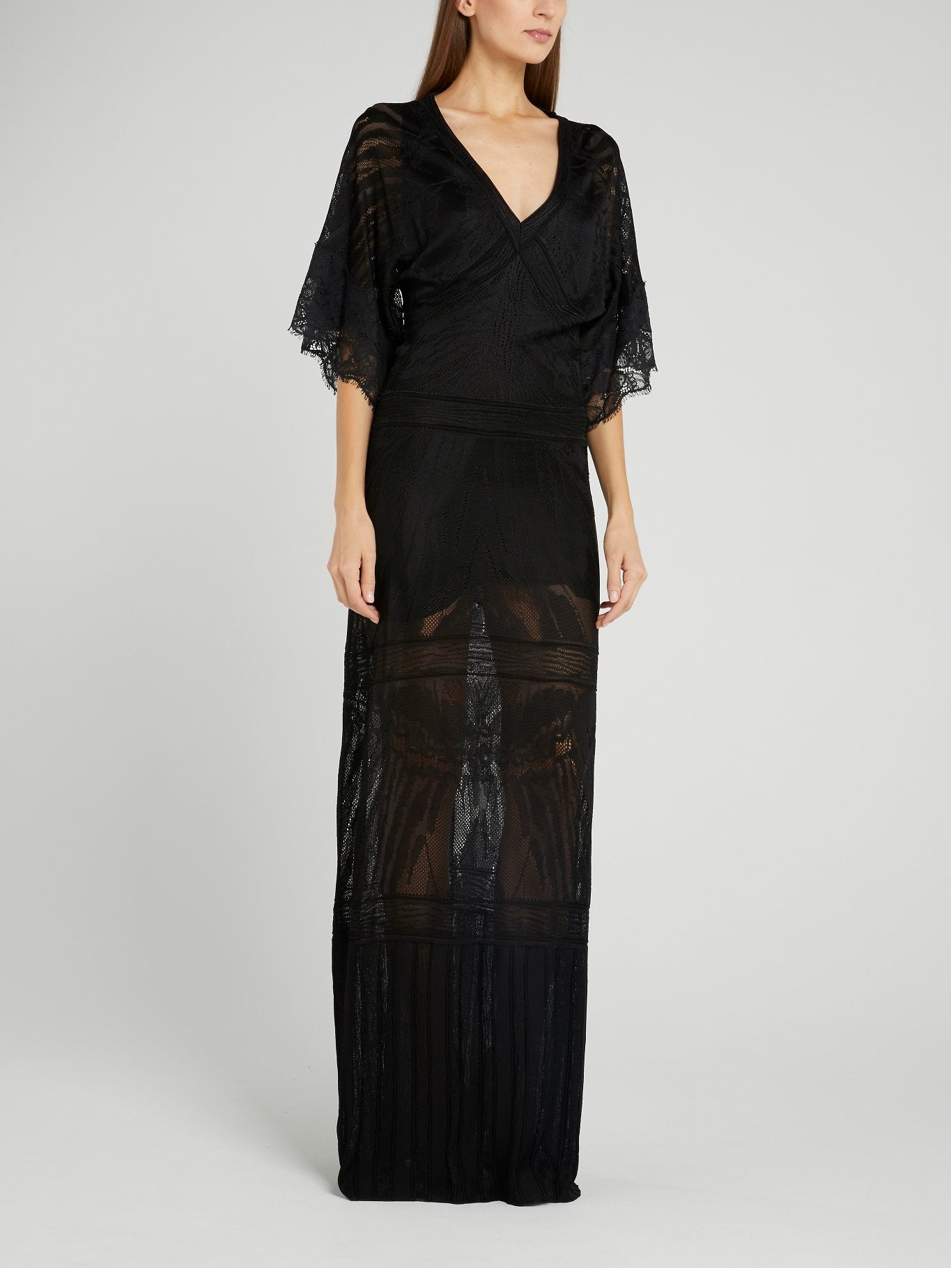 Black Tunnel Lace Maxi Dress