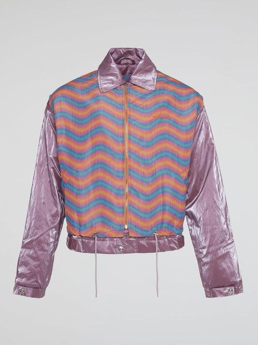 Wavy Rainbow Print Flight Jacket