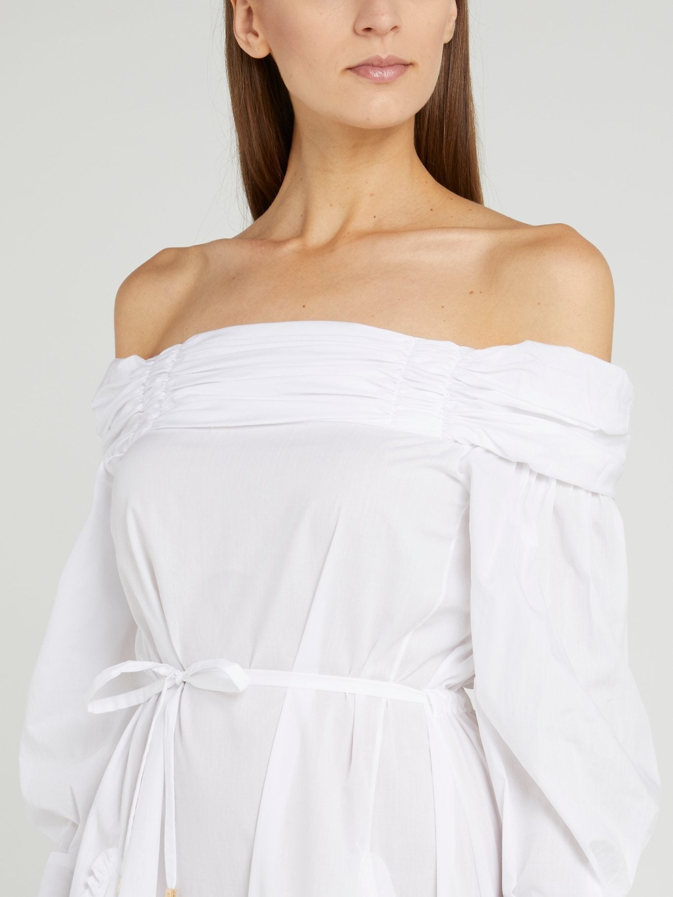 White Off-The-Shoulder Midi Dress