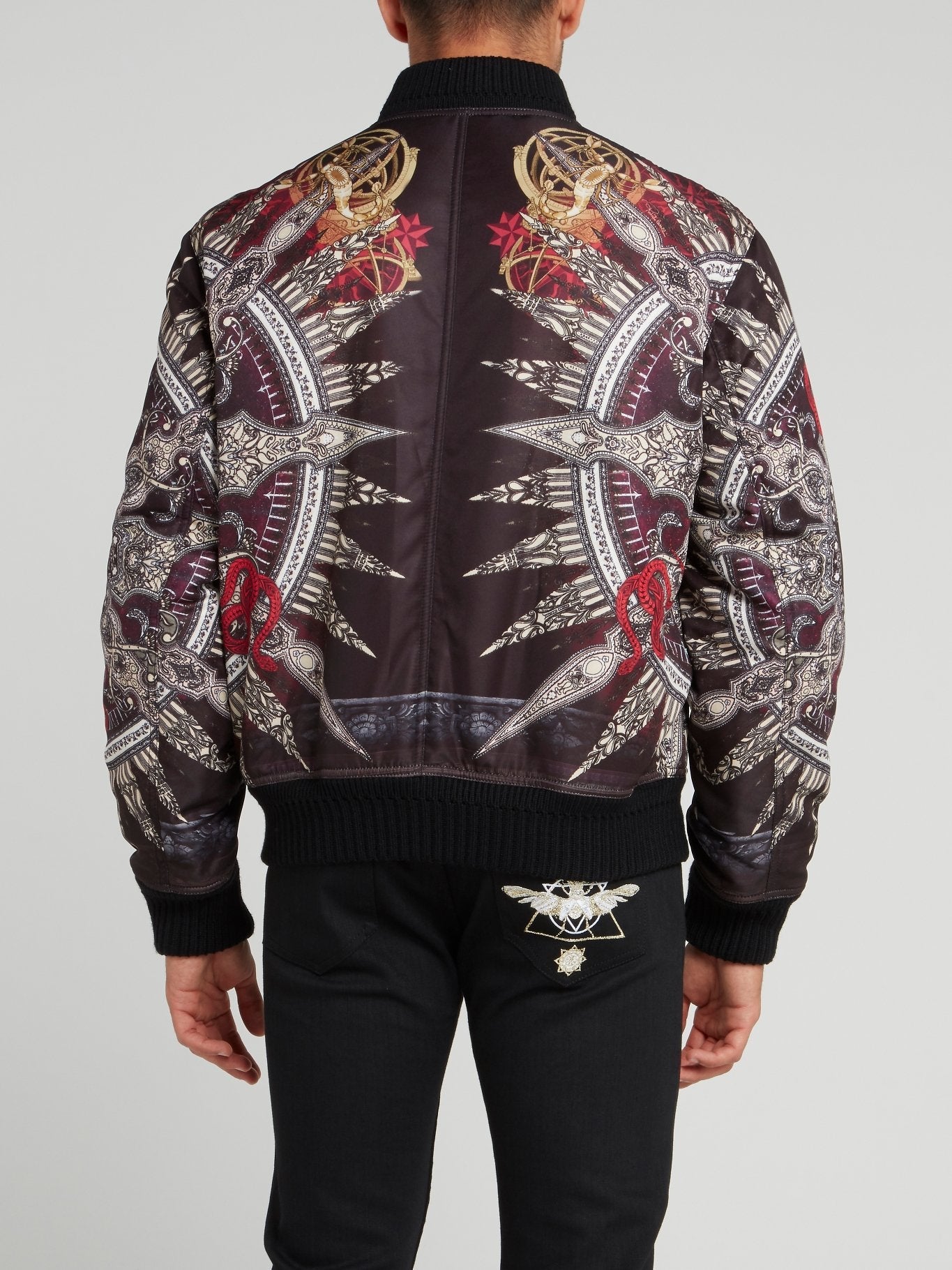 Abstract Print Bomber Jacket