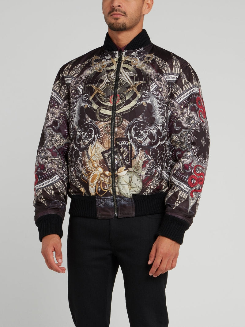 Abstract Print Bomber Jacket