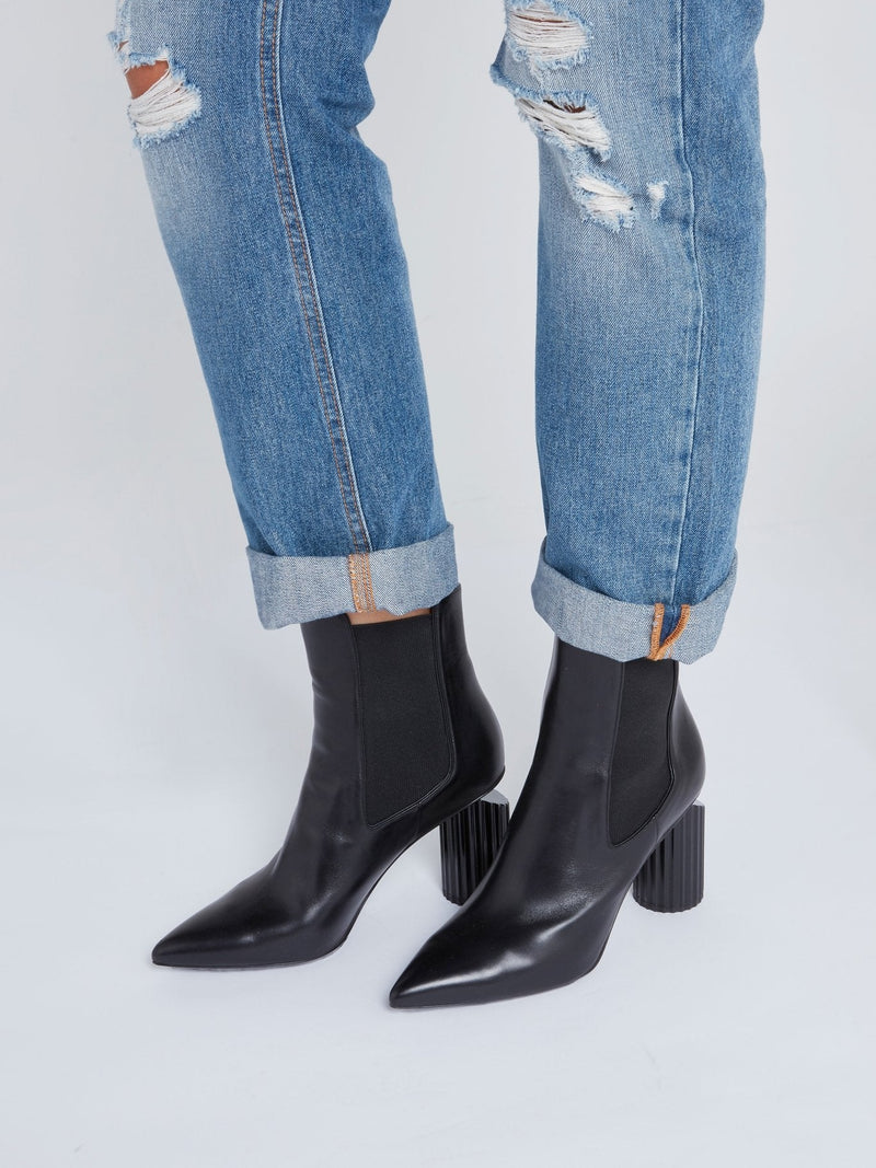 Black Leather Ankle Boots