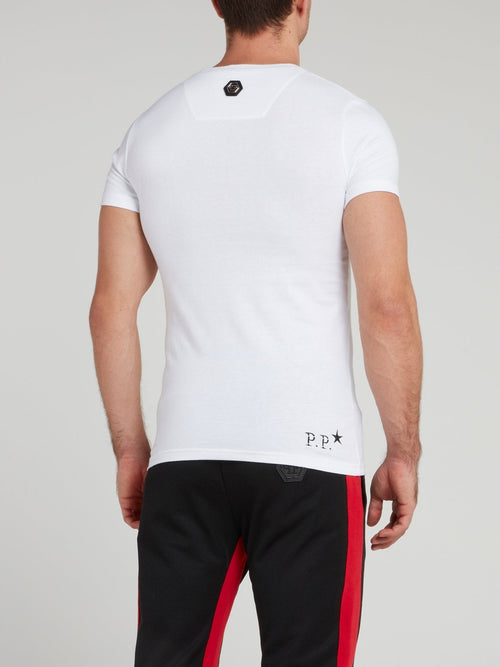 White Round Neck Logo T-shirt