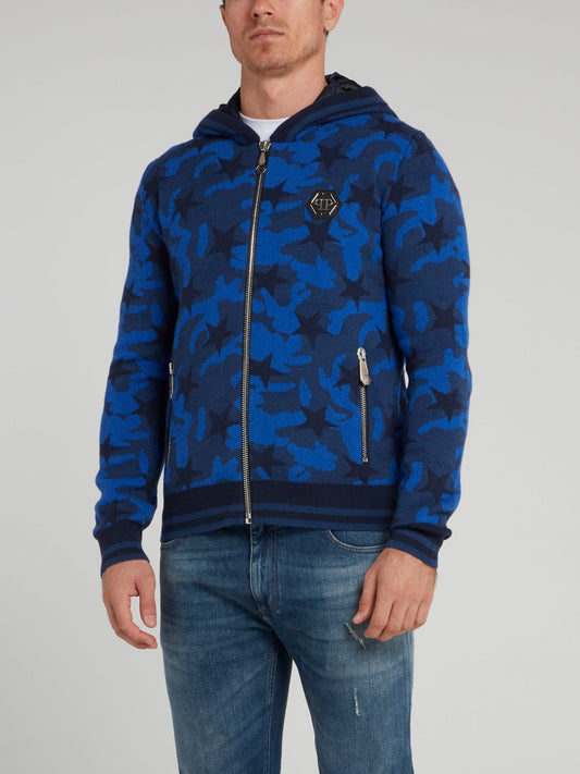 Blue Camo Stars Knit Jacket