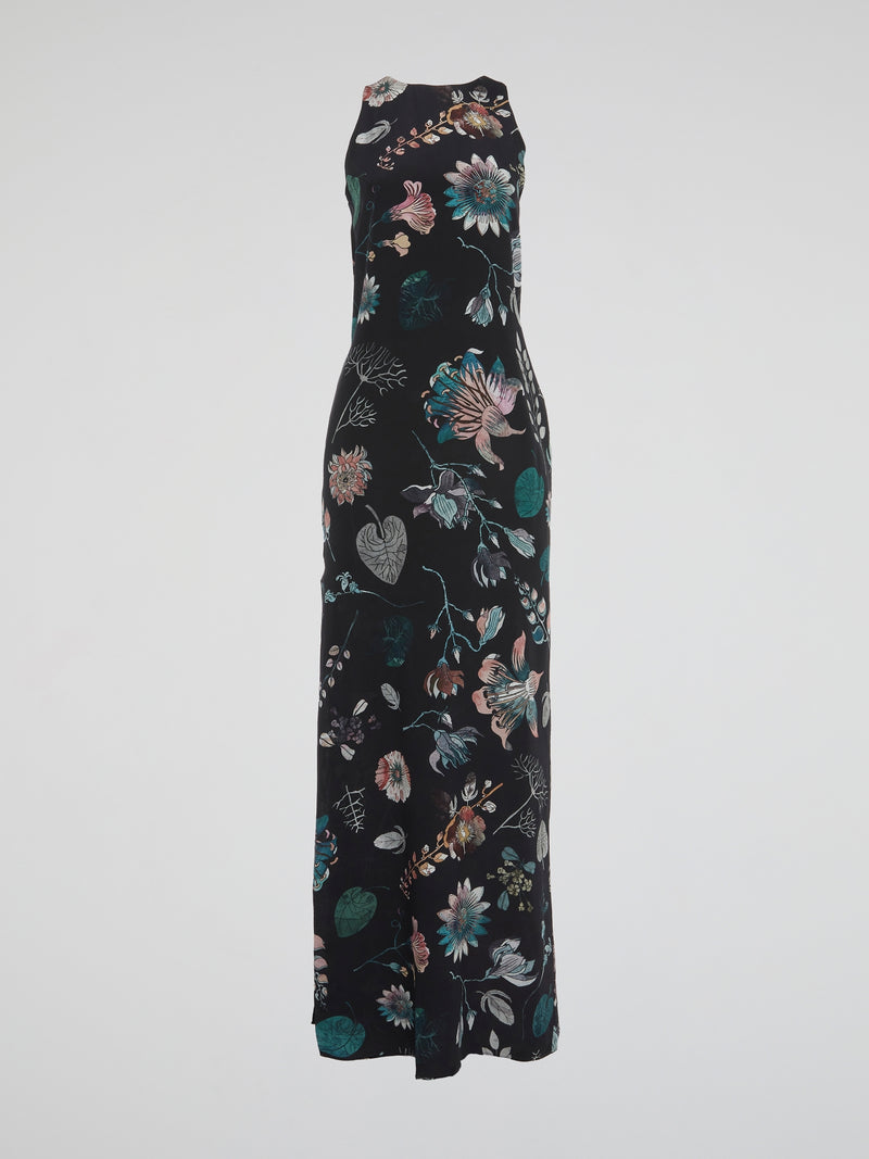 Black Blossom Cutout Maxi Dress