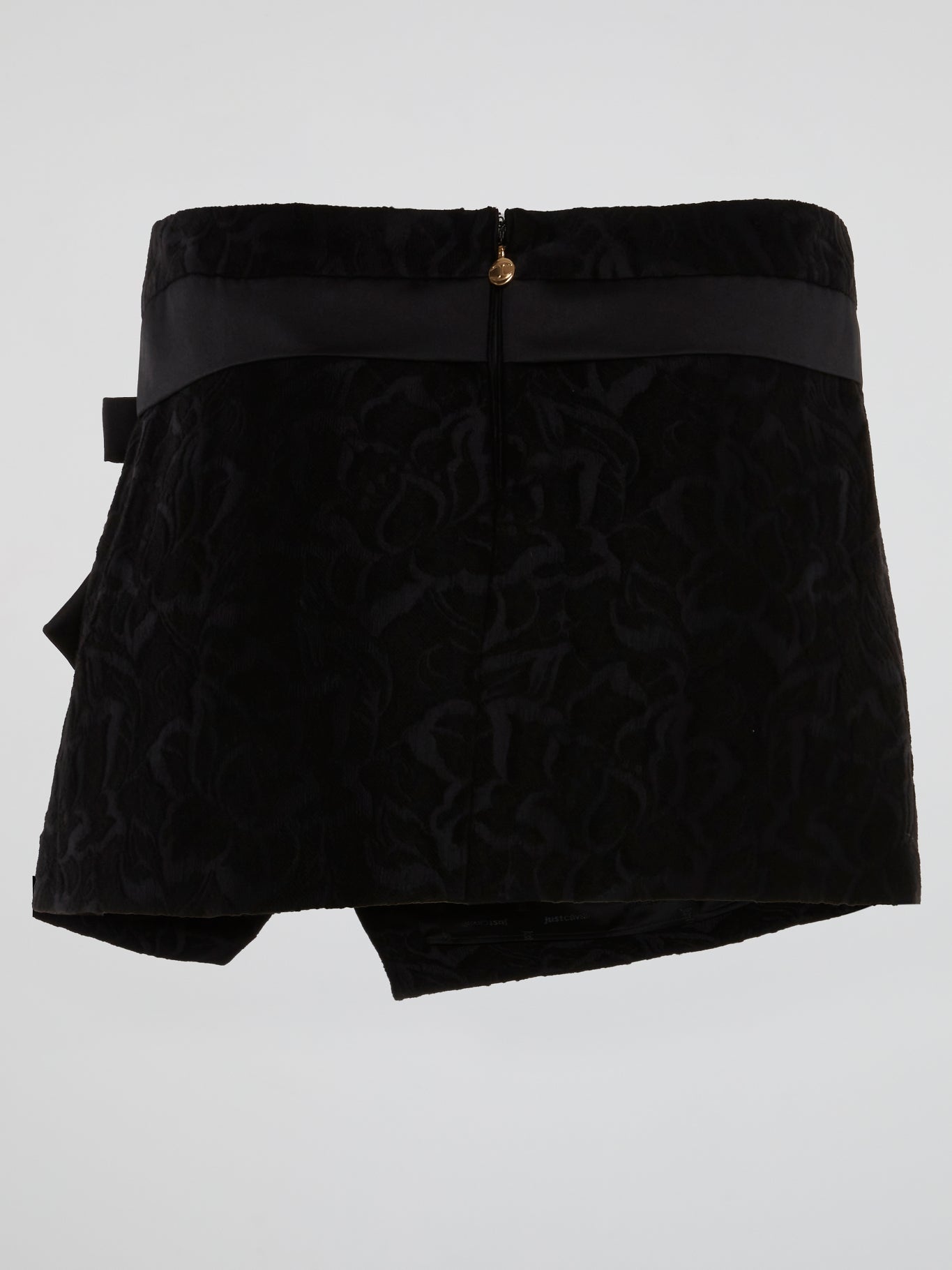 Black Elegance Jacquard Wrap Mini Skirt