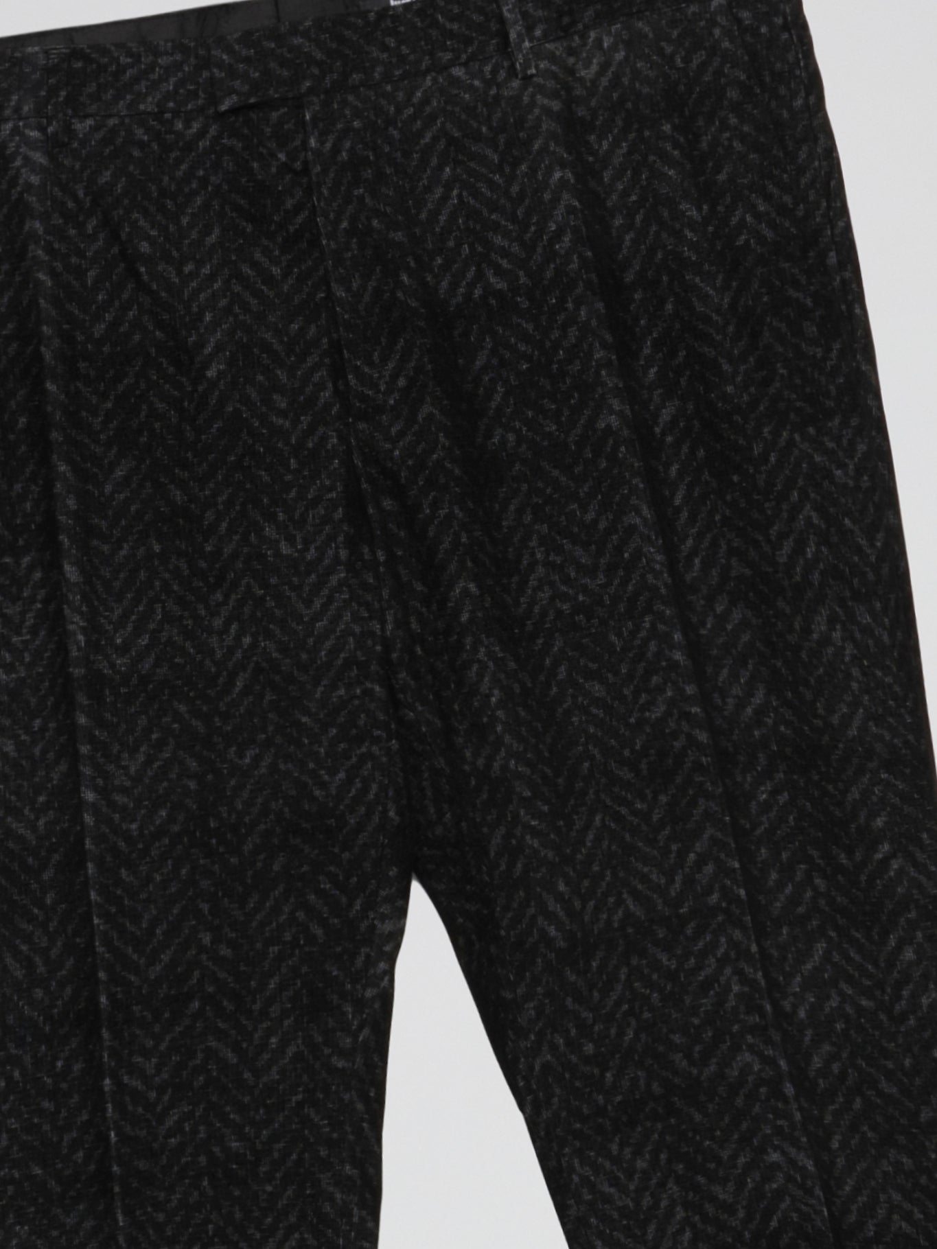 Black Chevron Patterned Suit Pants