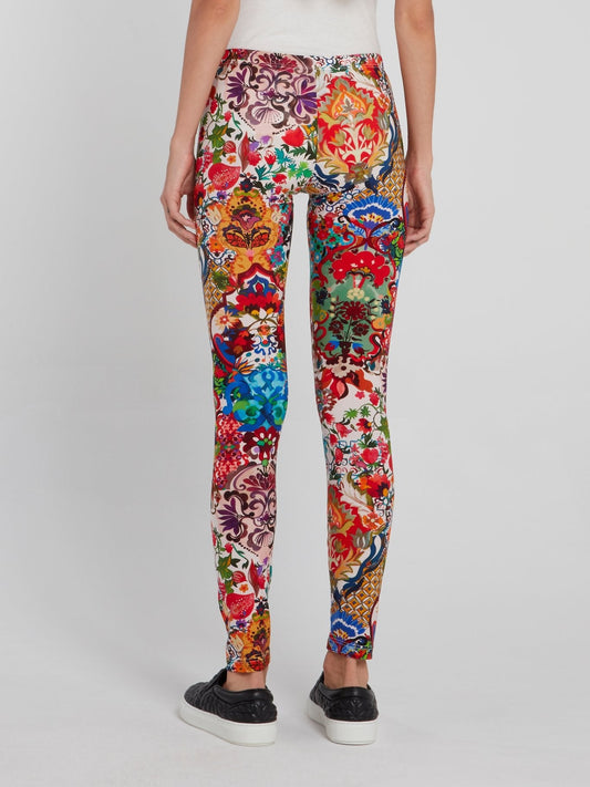 Oriental Floral Print Leggings