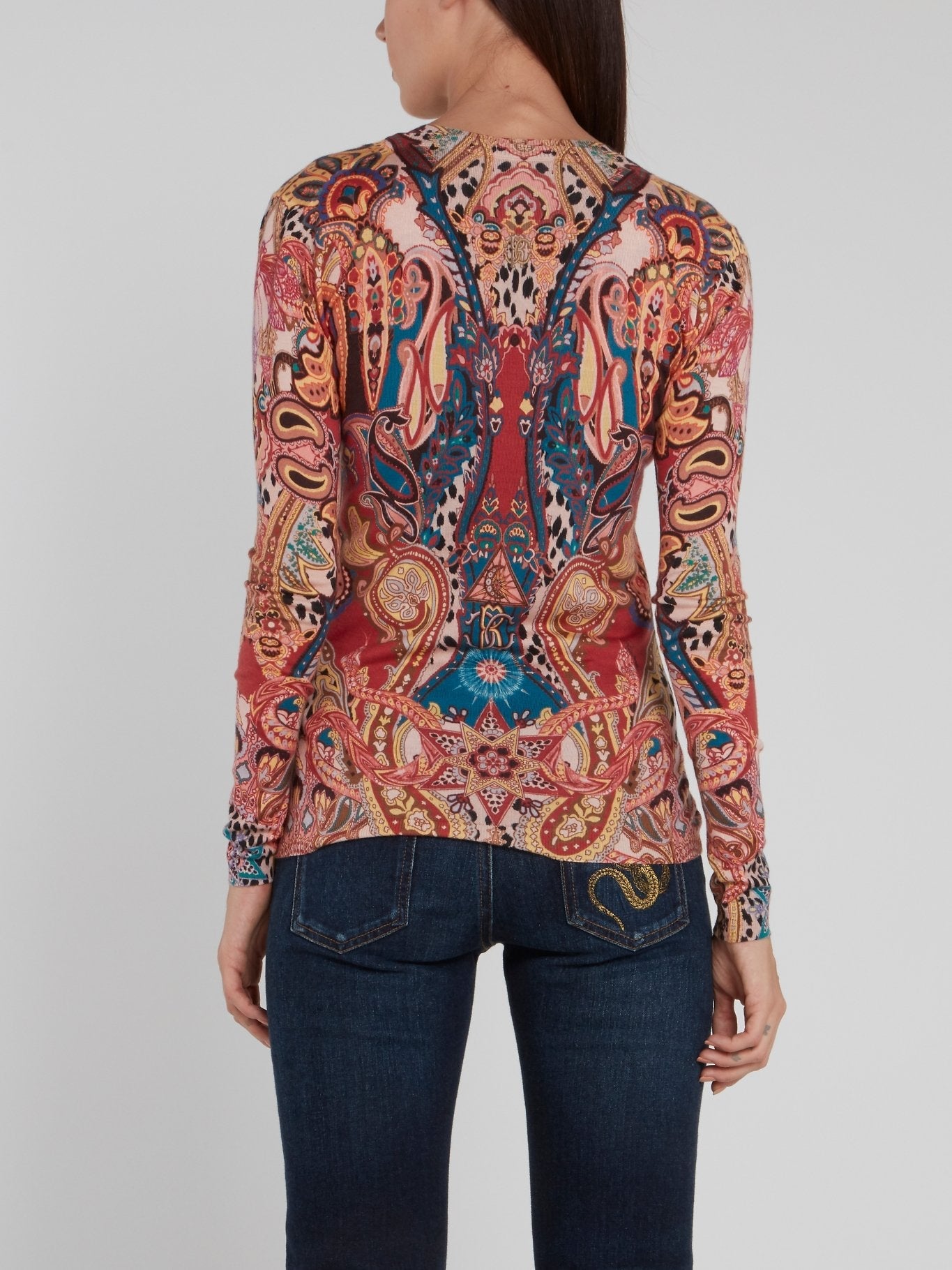 Paisley Print V-Neck Cardigan