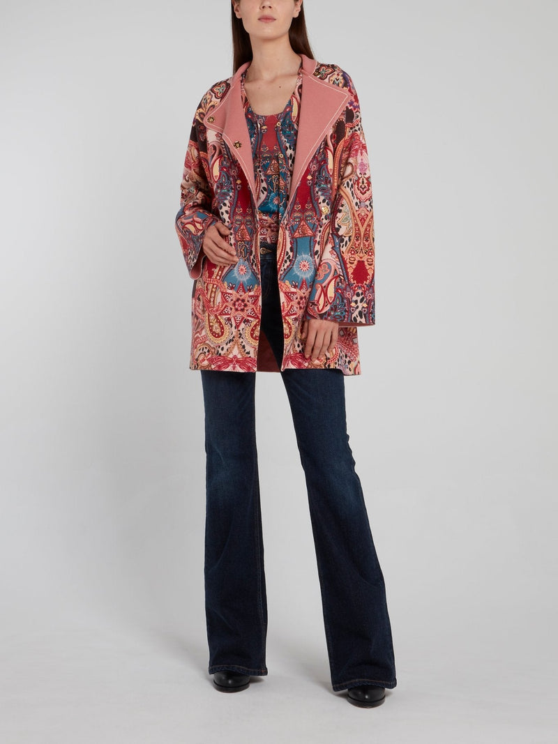 Paisley Print V-Neck Cardigan