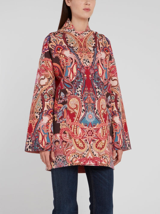 Paisley Pattern Bell Sleeve Coat