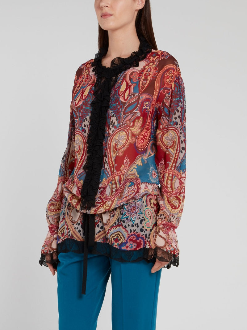 Paisley Print Drop Waist Shirt