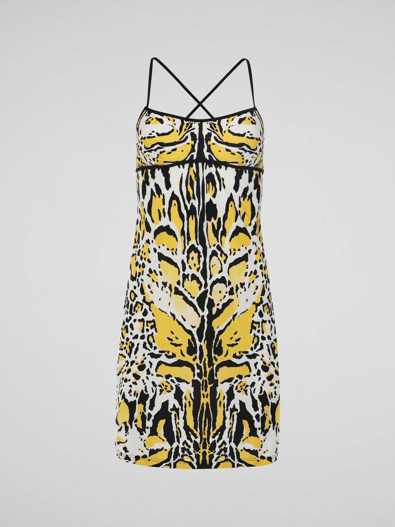 Introducing the Yellow Printed Strap Dress by Roberto Cavalli, where elegance meets vibrant playfulness. This enchanting masterpiece features a luxurious silky fabric adorned with a captivating pattern of intricate yellow hues, perfect for making a statement at any event. With its flattering silhouette and delicate straps, this dress effortlessly embodies the essence of modern glamour, promising to leave a lasting impression wherever you go.