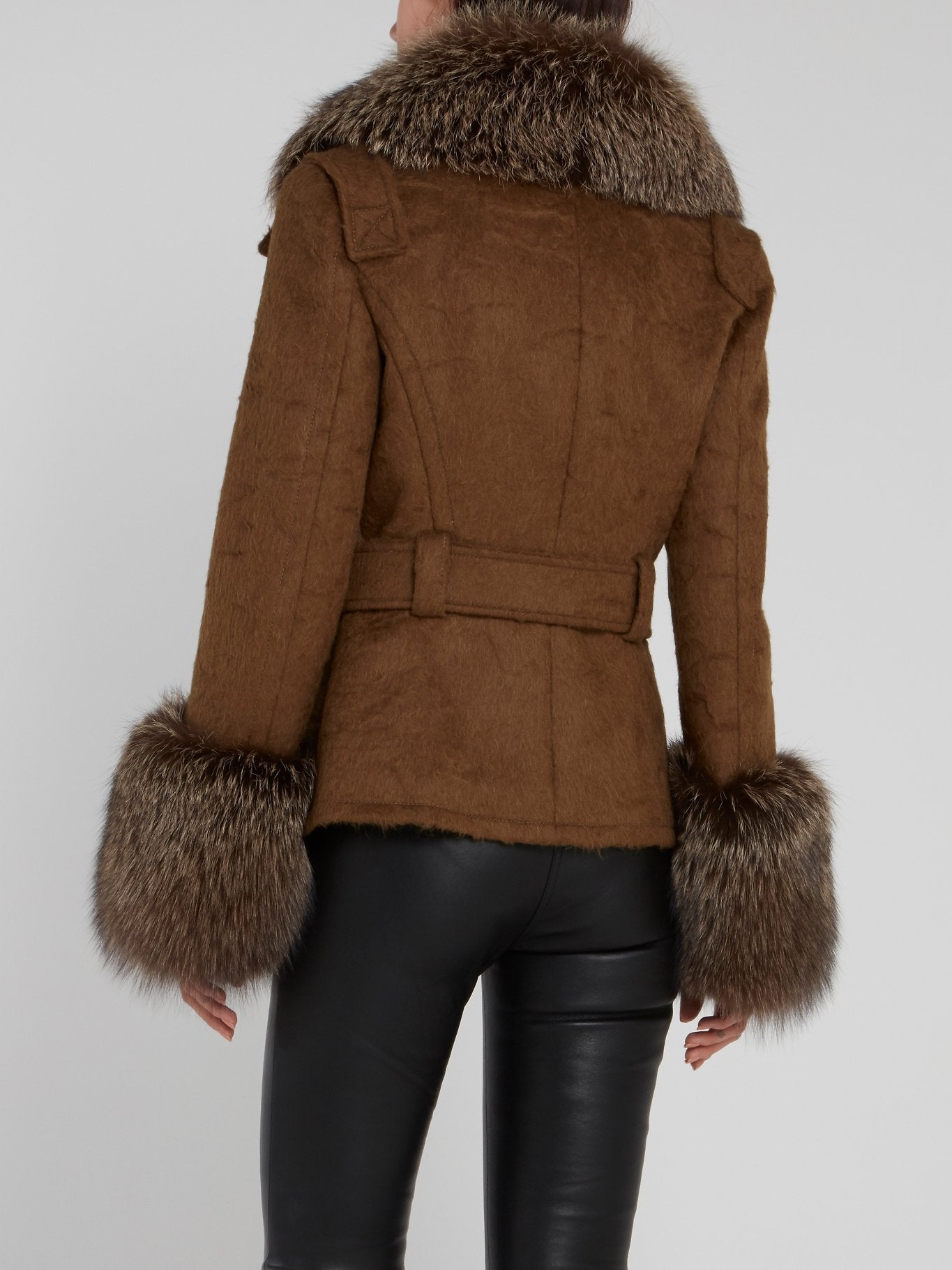 Brown Fur Panel Coat