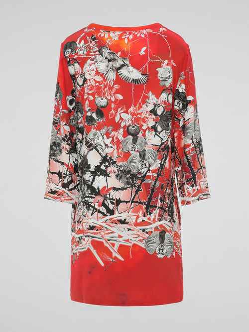 The Red Printed Long Sleeve Dress by Roberto Cavalli is a masterpiece of bold elegance. Crafted with meticulous details, this stunning dress showcases a vibrant red hue coupled with a mesmerizing print, creating an unforgettable fashion statement. The long sleeves add a touch of sophistication, making it the perfect choice for any glamorous occasion.