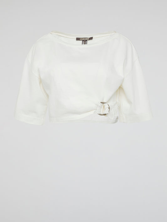 Introducing the White Crop Top by Roberto Cavalli, where elegance meets modern femininity. Crafted with luxurious fabrics and meticulous attention to detail, this wardrobe staple exudes effortless sophistication. From casual brunches to glamorous evenings, this versatile piece is guaranteed to turn heads and make a bold fashion statement.