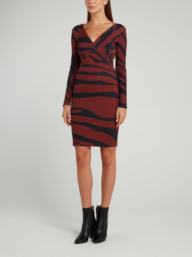 Animal Print V-Neck Mini Dress