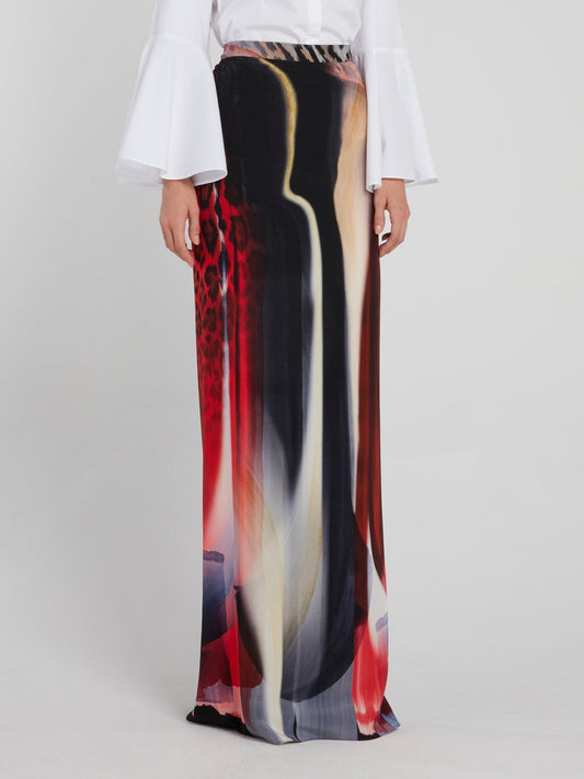 Abstract High Waist Skirt