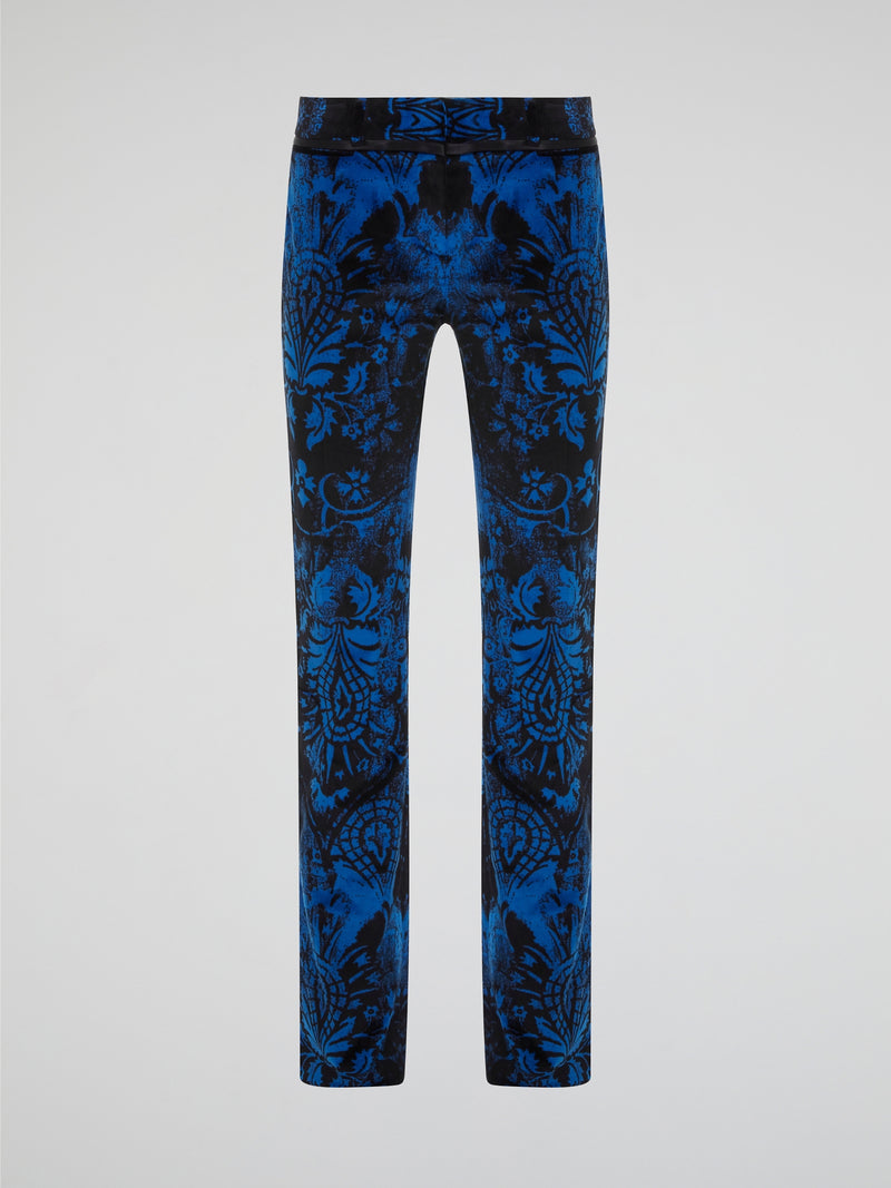 Step out in style with these statement Blue Printed Skinny Trousers from Roberto Cavalli, designed to turn heads wherever you go. The intricate print adds a touch of sophistication to any outfit, while the form-fitting silhouette hugs your curves in all the right places. Elevate your wardrobe with these must-have trousers that exude luxury and high-fashion flair.