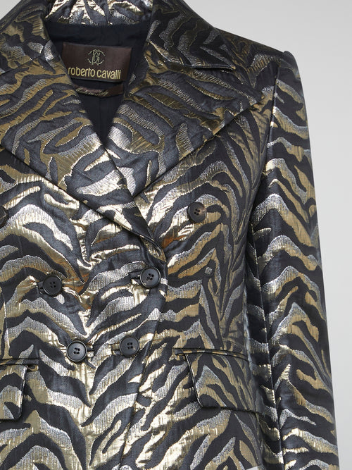 Step up your style game with this stunning Roberto Cavalli Animal Print Leather Blazer. Crafted from high quality leather, this statement piece features a bold animal print that is sure to turn heads wherever you go. With its luxurious feel and trendy design, this blazer is the perfect addition to any fashion-forward wardrobe.