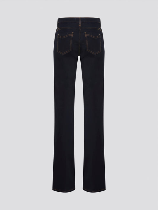 Step up your denim game with Roberto Cavalli's Navy Contrast Stitch Jeans. These sleek, stylish jeans feature a classic navy wash with contrasting white stitching for a bold, eye-catching look. With their slim fit and high-quality construction, these jeans are sure to become a staple in your wardrobe.