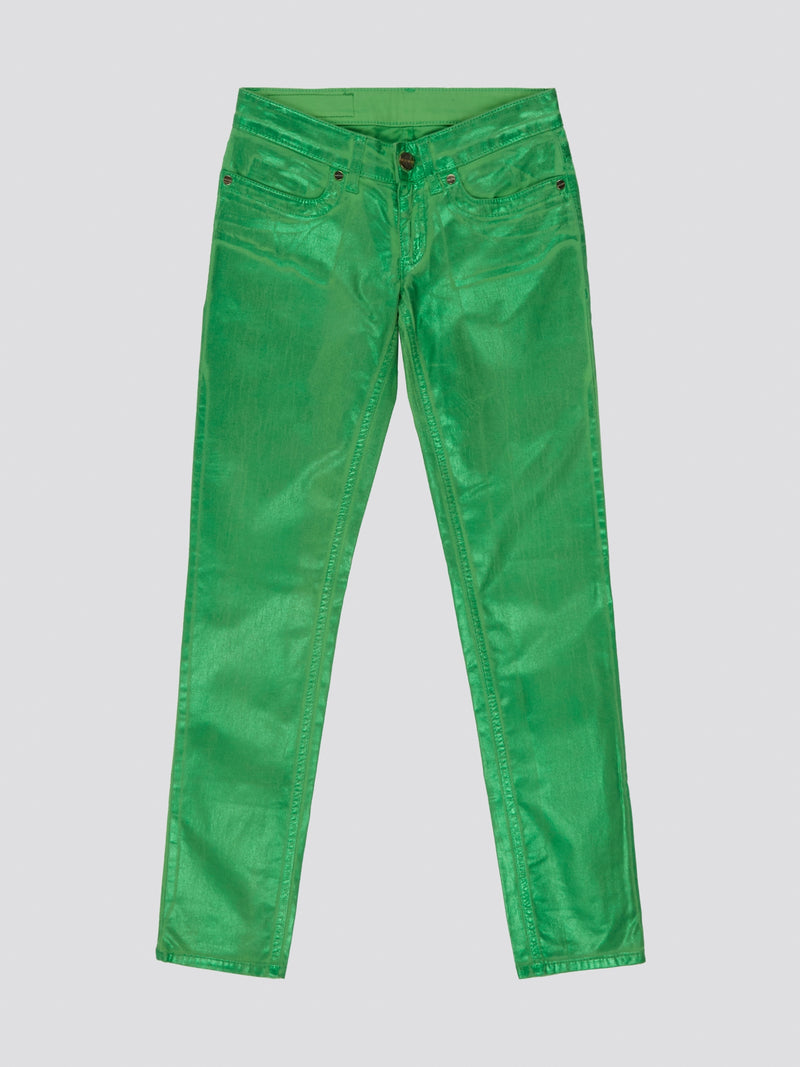 Step out in style and make a statement with these Green Slim Fit Jeans by Dirk Bikkembergs. Crafted with high-quality materials, these jeans provide a sleek and flattering silhouette that hugs your curves in all the right places. Elevate your wardrobe with a pop of color and stand out from the crowd with these fashion-forward jeans.