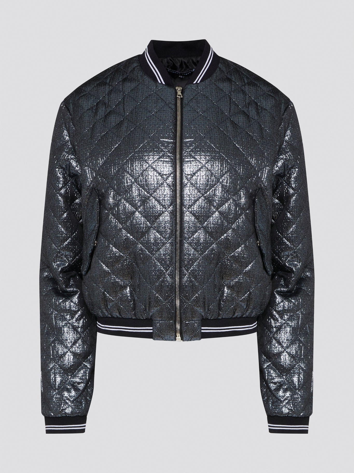 Elevate your outerwear game with the Markus Lupfer Metallic Quilted Bomber Jacket. This stunning piece combines edgy metallic fabric with classic quilted stitching for a truly unique look. Whether you're heading to a concert or a night out on the town, this jacket is sure to turn heads and make a statement.