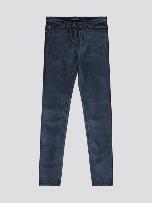 Elevate your denim game with these sleek Navy Slim Fit Jeans by Roberto Cavalli, perfect for the modern man who values style and sophistication. Crafted from high-quality denim with a hint of stretch, these jeans provide a comfortable and flattering fit that will keep you looking sharp all day long. Pair them with a crisp white shirt and sneakers for a laid-back yet polished ensemble that will turn heads wherever you go.