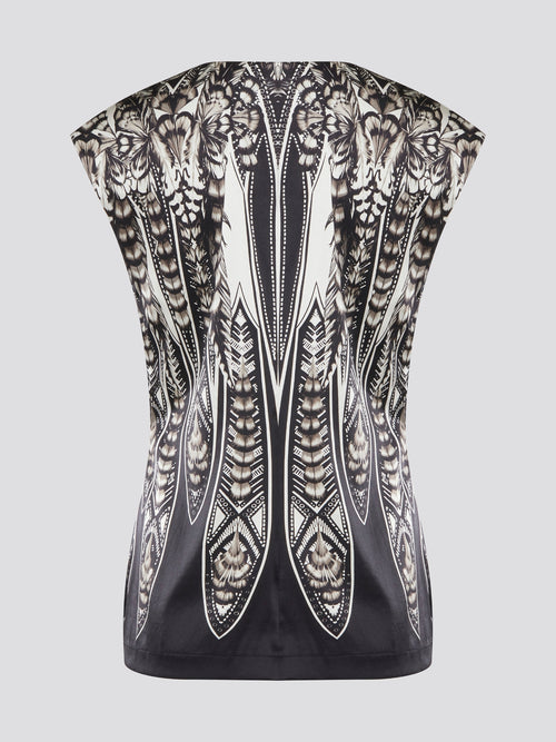 Elevate your summer wardrobe with this effortlessly chic Black Printed Sleeveless Top from Roberto Cavalli. Crafted from luxurious materials, this top features a striking print that is sure to turn heads wherever you go. Pair it with tailored pants for a sophisticated office look, or dress it down with jeans for a casual weekend ensemble.