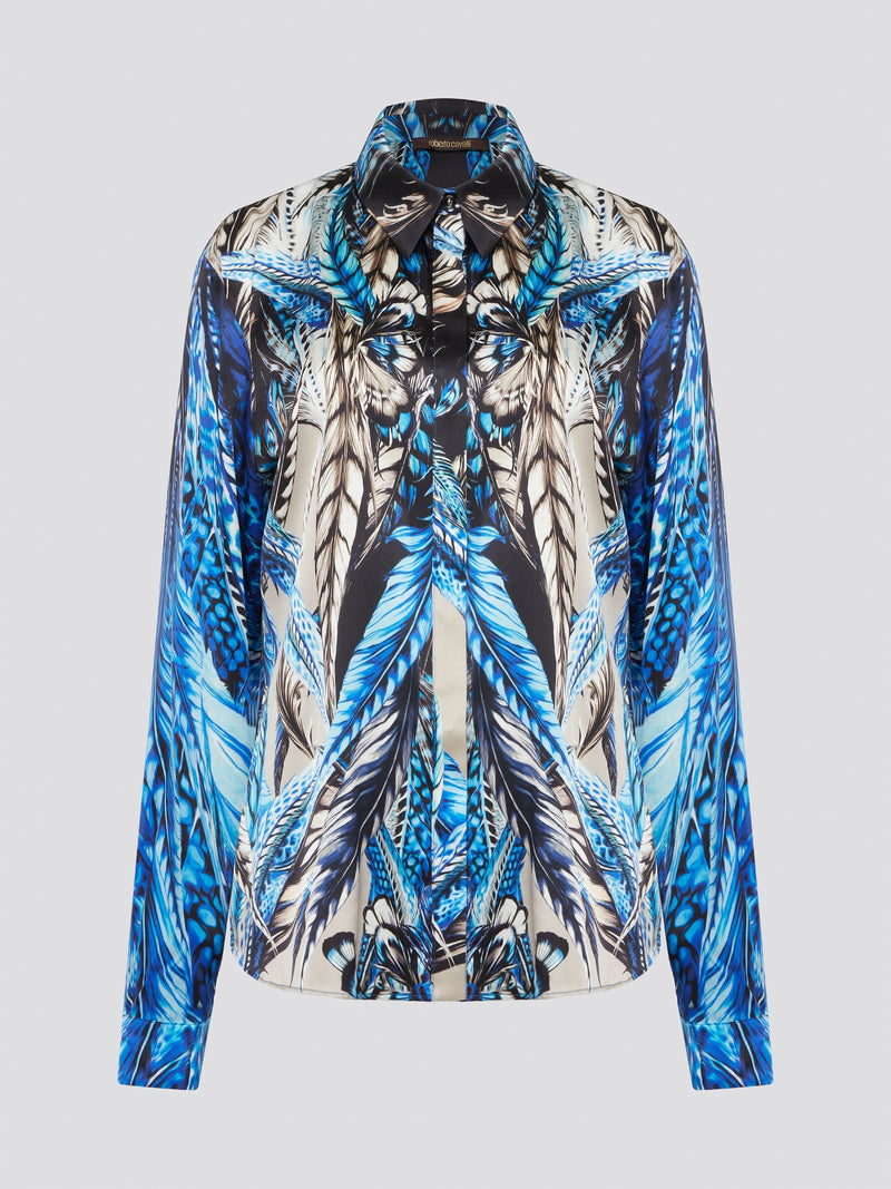 Elevate your wardrobe with the stunning Blue Printed Long Sleeve Blouse by Roberto Cavalli. Featuring a bold and striking print, this blouse is perfect for making a statement wherever you go. Crafted with exquisite attention to detail, this piece will add a touch of luxury and sophistication to any outfit.