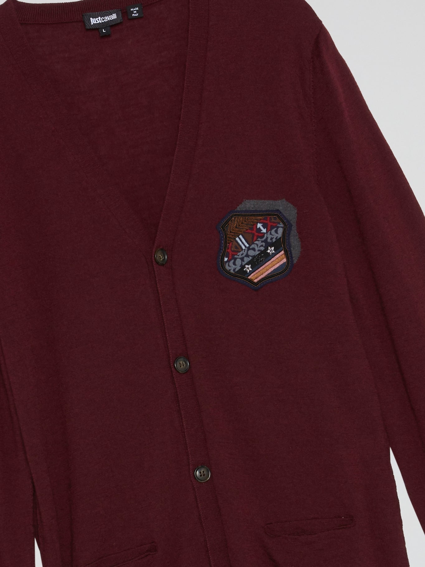 Burgundy Logo Patched Cardigan