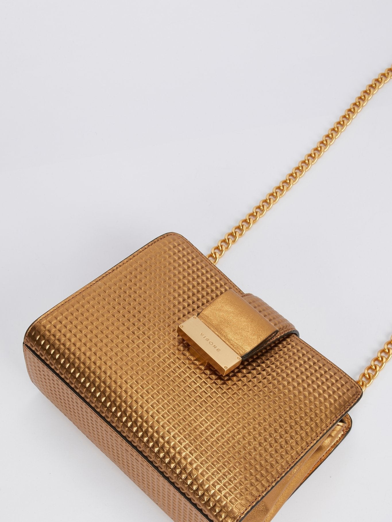 Margot Bronze Laminated Leather Shoulder Bag