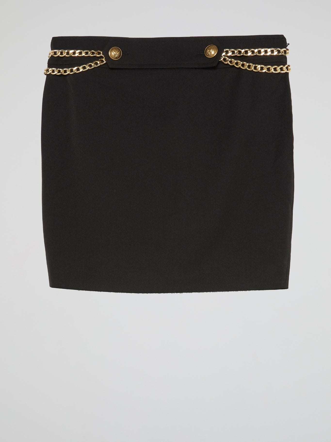 Black Luxe Chain-Embellished Mini Skirt