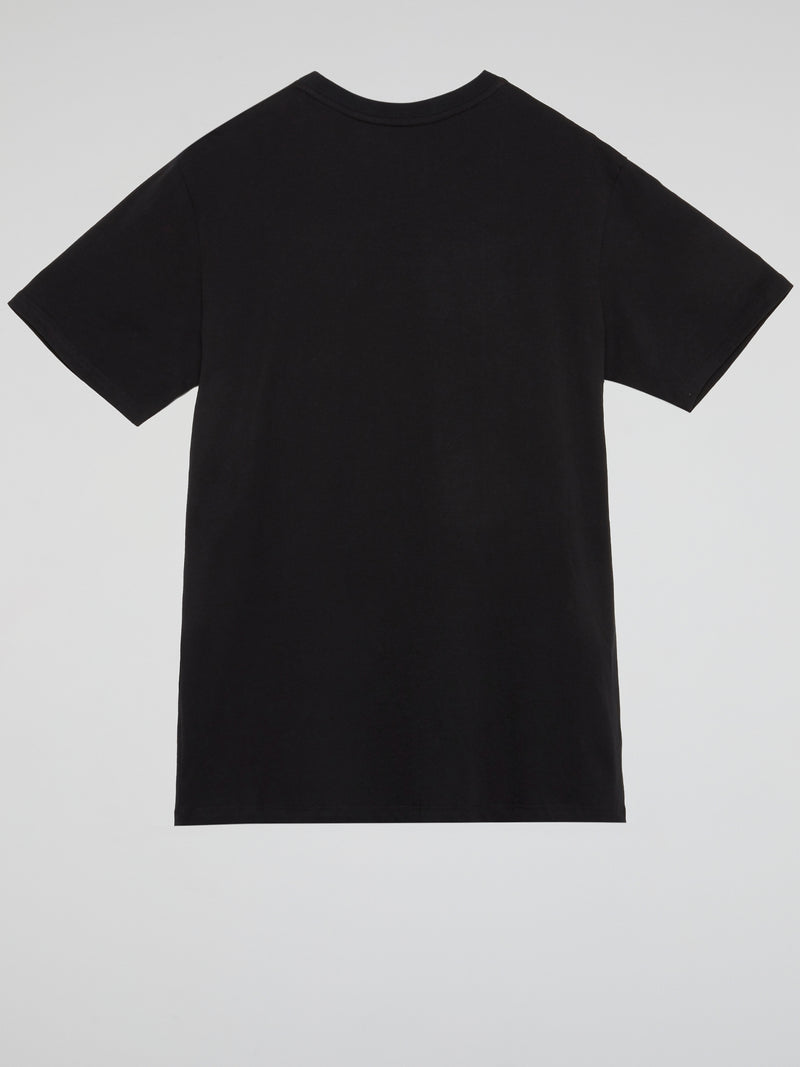 Jet Black Chain Embroidered Tee