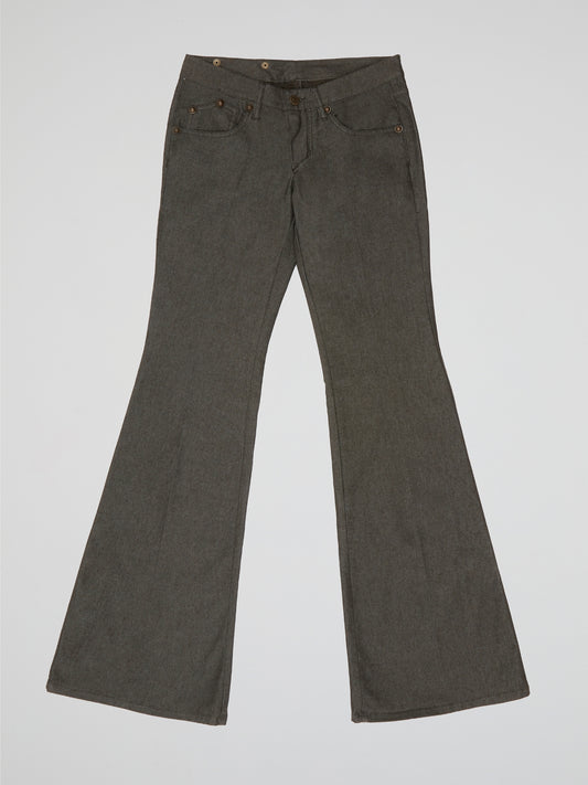 Grey High-Waist Flare Pants