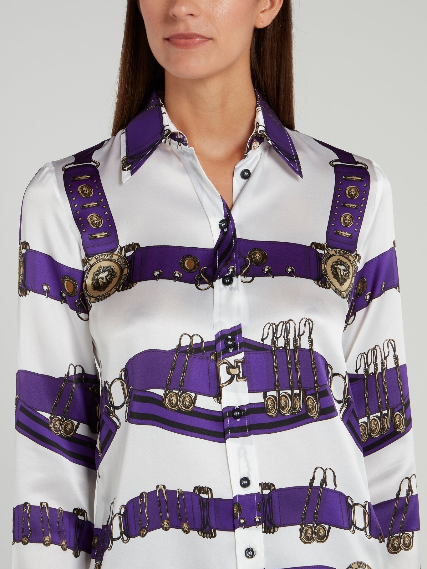 Printed Long Sleeve Silk Shirt