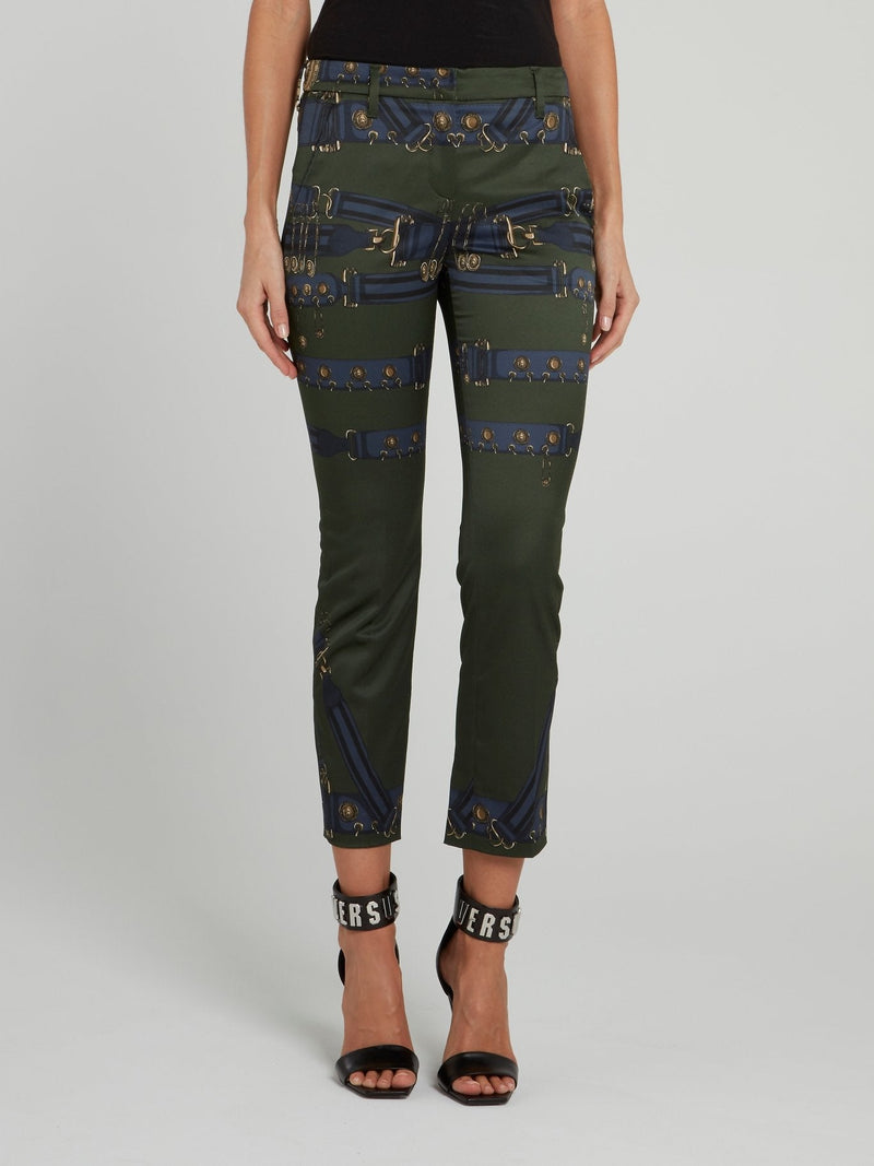 Olive Printed Capri Pants