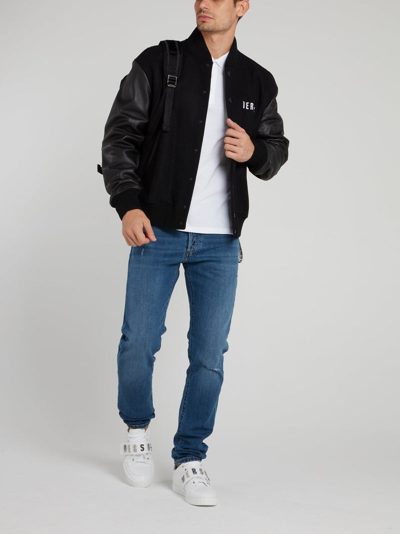 Black Leather Panel Blouson