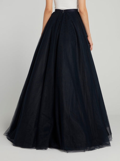 Tulle Overlay Maxi Skirt