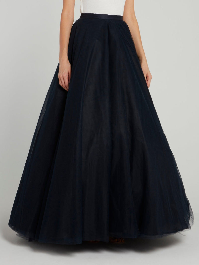 Tulle Overlay Maxi Skirt