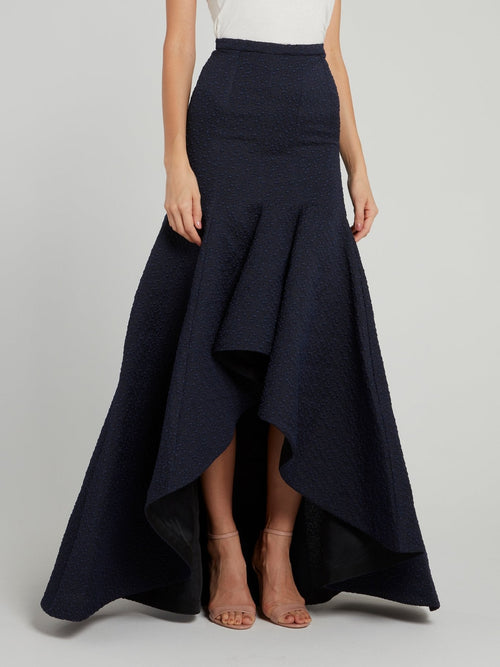 Textured High Low Maxi Skirt