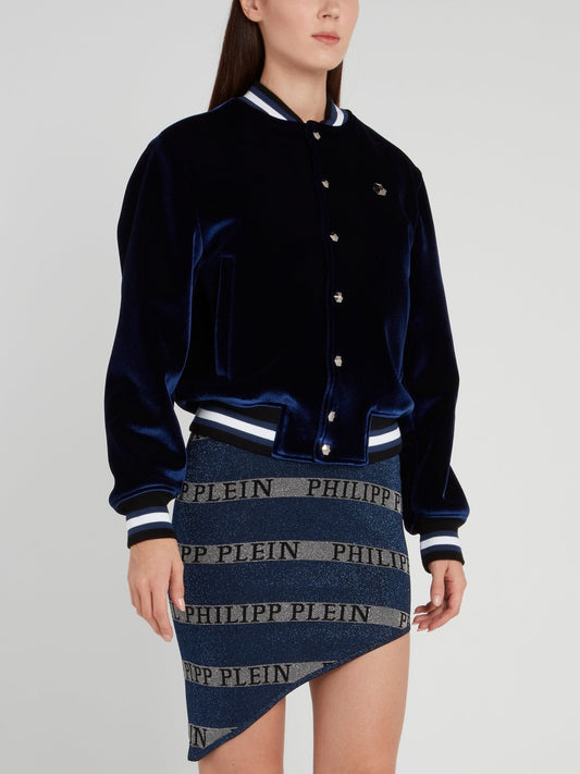 Miss Plein Diva Navy Stripe Edge Bomber Jacket