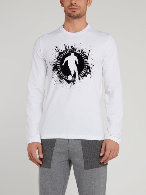 White Sport Logo Long Sleeve T-Shirt