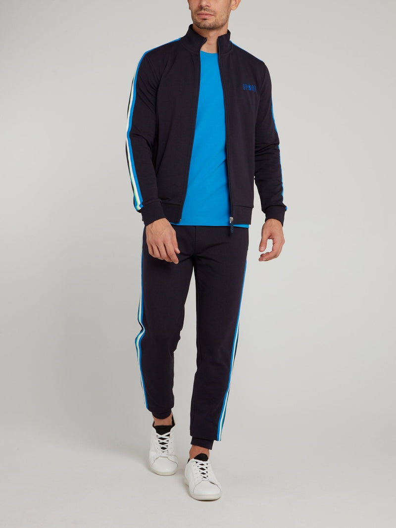 Navy Side Stripe Fleece Pants