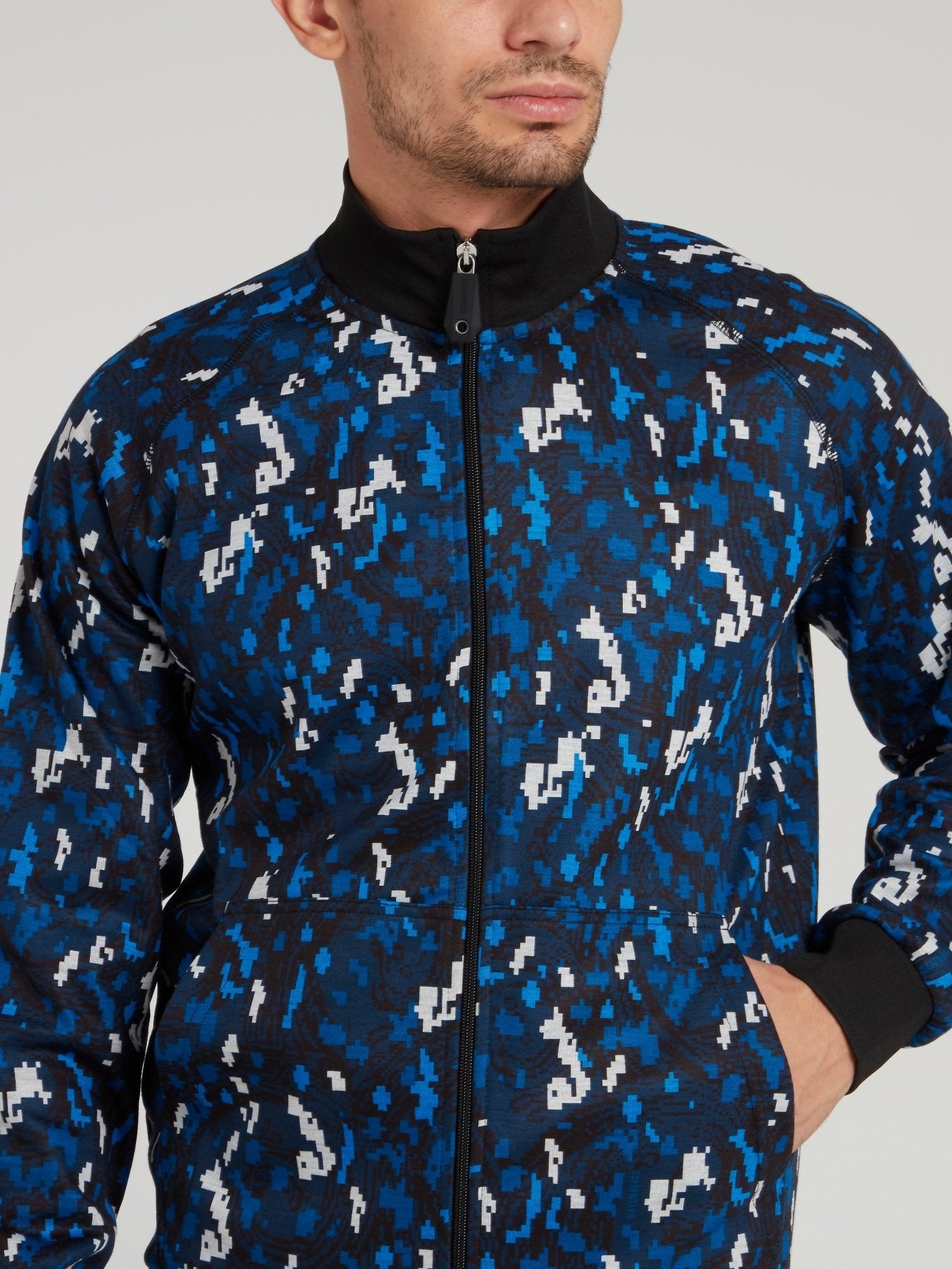 Navy Camo High Neck Jacket