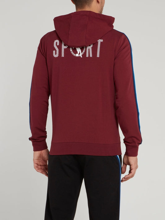 Burgundy Sport Logo Hooded Jacket