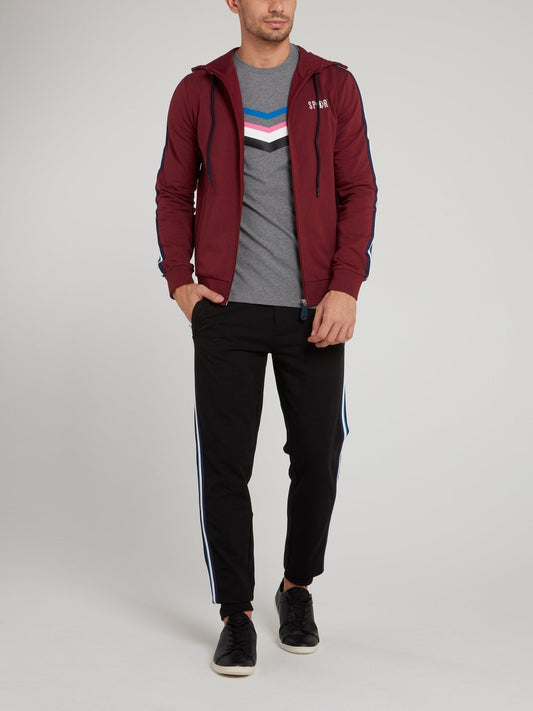 Burgundy Sport Logo Hooded Jacket