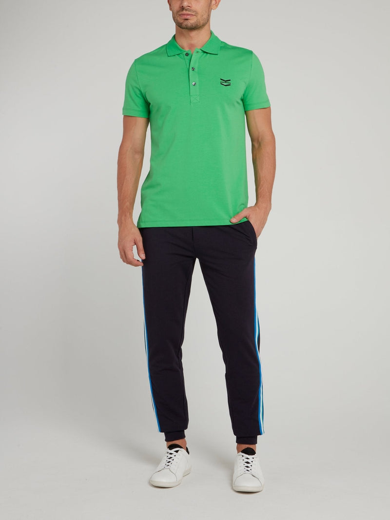 Green Logo Chevron Knitted Polo Shirt